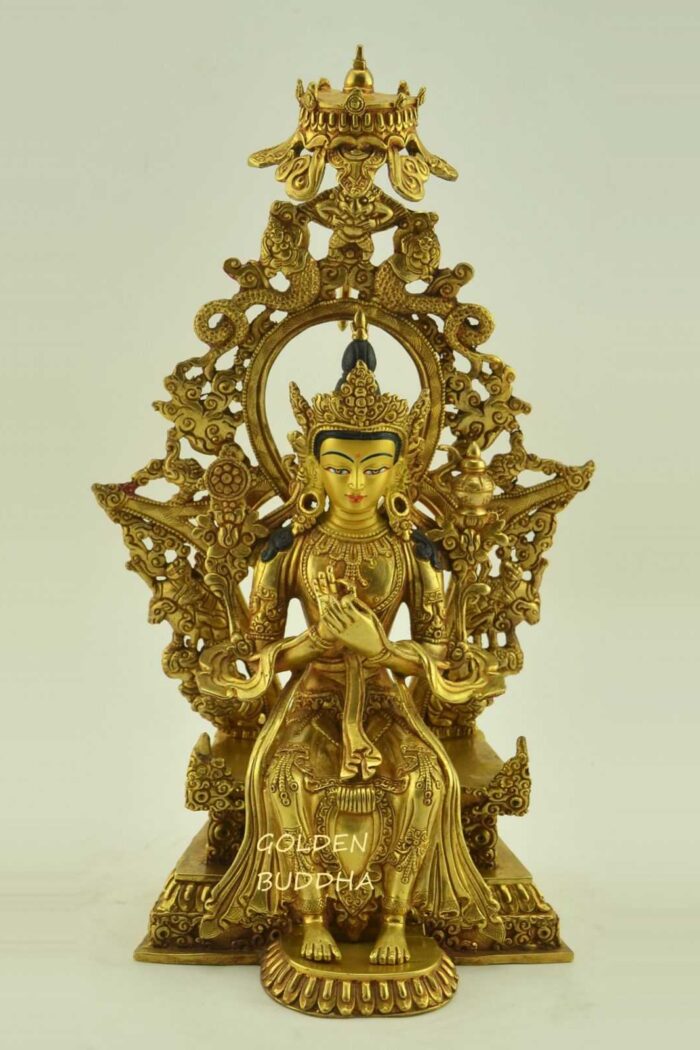 Fully Gold Gilded 12" Maitreya Statue, Future Buddha, Handmade - Gallery
