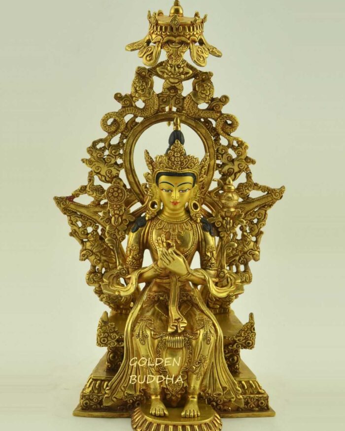Fully Gold Gilded 12" Maitreya Statue, Future Buddha, Handmade - Gallery