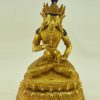 Fully Gold Gilded 13.5" Vajrasattva Statue, Handmade, Double Lotus - Front Upper
