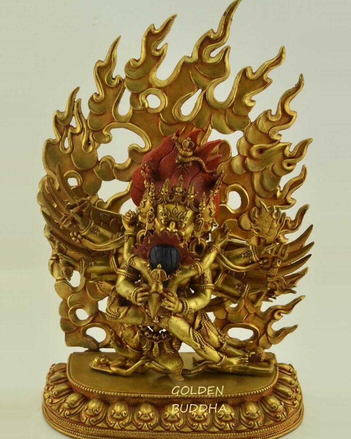 Fully Gold Gilded 16" Vajrakilaya Statue, Dorje Phurba, Removable Frame - Gallery