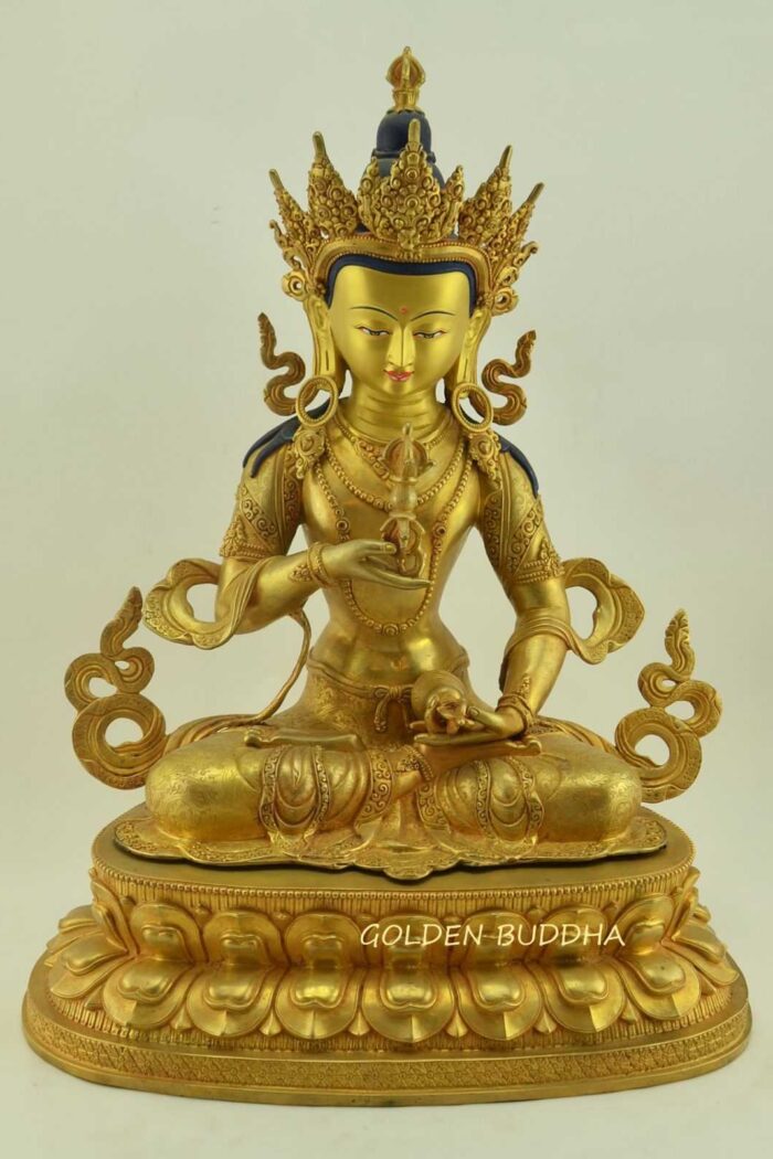 Fully Gold Gilded 19" Vajrasattva Statue, Hand Face Painted - Gallery