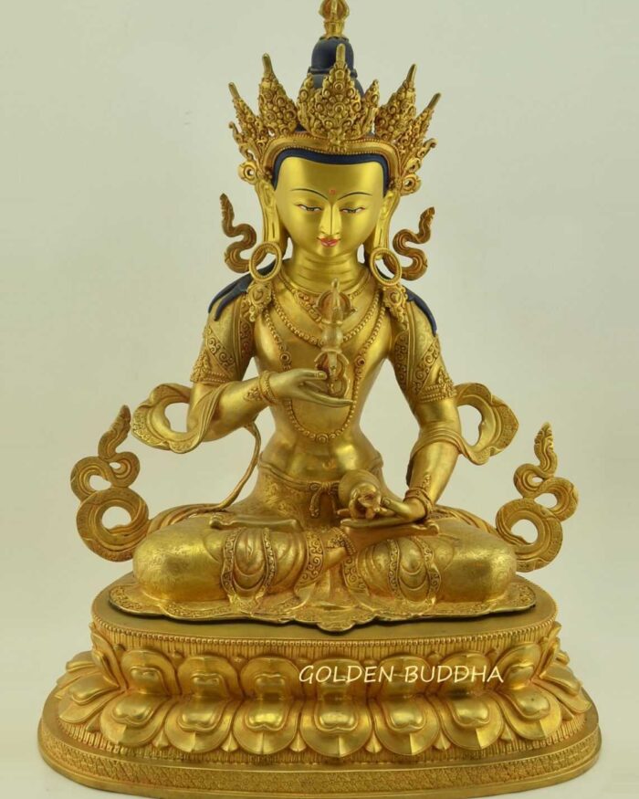 Fully Gold Gilded 19" Vajrasattva Statue, Hand Face Painted - Gallery