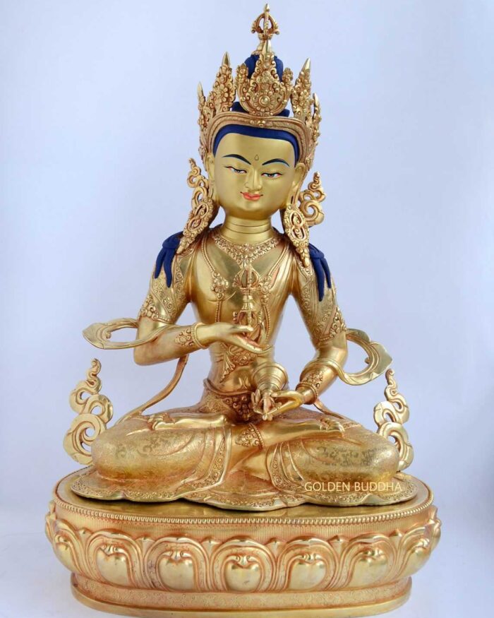 Fully Gold Gilded 19.25" Vajrasattva Statue Handmade, Hand Face Painted - Gallery