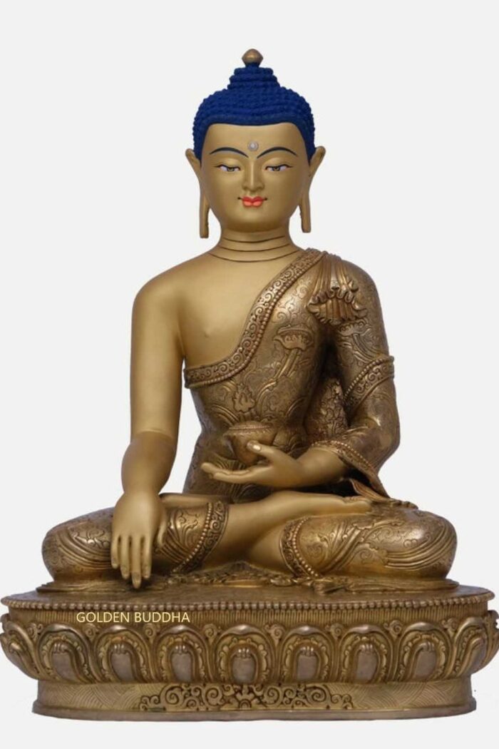Fully Gold Gilded 40cm Shakyamuni Buddha Statue (Handmade) - Gallery