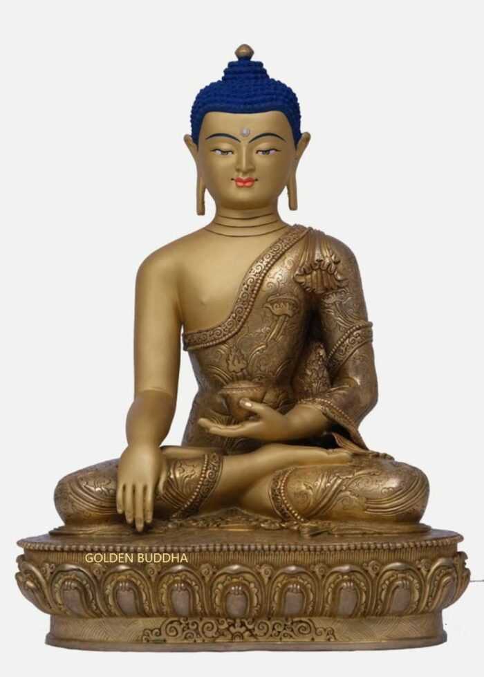 Fully Gold Gilded 40cm Shakyamuni Buddha Statue (Handmade) - Gallery