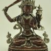 Oxidized Copper 9.75" Manjushri Statue, Handmade, Silver Plating - Gallery