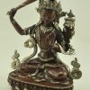 Oxidized Copper 9.75" Manjushri Statue, Handmade, Silver Plating - Left