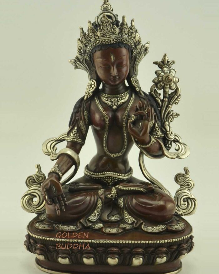 Oxidized Copper 9.75" Dolkar Sculpture, Silver Plated, Handmade - Gallery