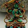 Manjushri Ghau Pendant 41mm, Gold Plated Silver, Semiprecious Coral and Turquoise - Gallery