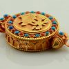 Parasol Ghau Pendant 44mm, Gold Plated Silver, Embedded Coral and Turquoise - Right