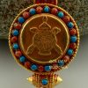 Treasure Vase Ghau Pendant 45mm, Gold Plated Silver, Embedded Coral and Turquoise - Gallery