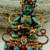 Vajrasattva Ghau Pendant 40mm, Gold Plated Silver, Embedded Semiprecious Stones - Gallery