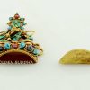 Vajrasattva Ghau Pendant 40mm, Gold Plated Silver, Embedded Semiprecious Stones - Opened