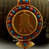 Victory Banner Ghau Pendant 45mm, Gold Plated Silver, Embedded Coral and Turquoise - Gallery