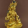 Fully Gold Gilded 13.5" Tibetan Dorje Sempa Statue, Fire Gilded Finish, Handmade - Right