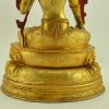 Fully Gold Gilded 14" Dolkar Statue, 7 Eyed White Tara, Hand Face Painted - Back Lower
