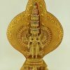 Fully Gold Gilded 20" 1000 Armed Avalokiteshvara Statue, Hand Face Painted, Beautiful Engravings - Gallery