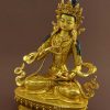 Fully Gold Gilded 9" Dorje Sempa Statue, Beautiful Engravings, Hand Painted Face - Left