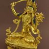 Fully Gold Gilded 9" Jampalyang Statue, Beautiful Engravings, Fire Gilded 24K Gold - Left