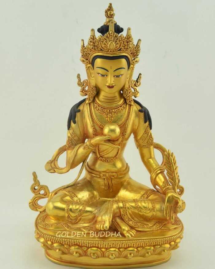 Gold Plated 12.5" Ksitigarbha Bodhisattva Statue, Beautiful Engravings, Handmade - Gallery