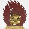 Partly Gold Gilded 7" Chuchepa Mahakala Statue, Beautifully Hand Carved - Back