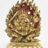 Partly Gold Gilded 7" Chuchepa Mahakala Statue, Beautifully Hand CarvedPartly Gold Gilded 7" Chuchepa Mahakala Statue, Beautifully Hand Carved - w/o Shakti - Back wo Shakti