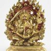 Partly Gold Gilded 7" Chuchepa Mahakala Statue, Beautifully Hand Carved - Gallery