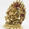 Partly Gold Gilded 7" Chuchepa Mahakala Statue, Beautifully Hand Carved - Left