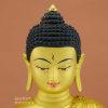 Fully 24k Gold Gilded 13.75" Shakyamuni Statue (Antiquated Finish) - Face Detail