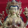 Fully Gold Gilded 9" Nepali Lokeshvara Statue, Beautiful Handmade Carvings - Face Details