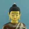 Oxidized Copper 15.5" Shakyamuni Buddha Statue (Silver Plated & Gold Face) - Face Detail