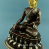 Oxidized Copper 15.5" Shakyamuni Buddha Statue (Silver Plated & Gold Face) - Left