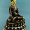 Oxidized Copper 15.5" Shakyamuni Buddha Statue (Silver Plated & Gold Face) - Right