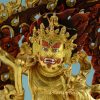 Partly Gold Gilded 12" Wrathful Vajrapani Statue, Chana Dorje, Handmade - Face Details