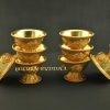 3.25" Set of Eight Tibetan Offering Bowls, Beautiful Hand Engravings, Fully Gold Plated - Gallery