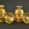 3.25" Set of Eight Tibetan Offering Bowls, Beautiful Hand Engravings, Fully Gold Plated - Interior