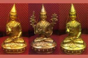 Je Tsongkhapa Statue Set, 32cm Fire Gilded 24K Gold, Handmade - Gallery