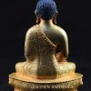 Fully Gold Plated 5.75" Opame Amitabha Statue, Handmade, Red Coral Paste - Back