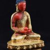 Fully Gold Plated 5.75" Opame Amitabha Statue, Handmade, Red Coral Paste - Right