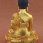 Fully Gold Plated 7.75" Tomba Shakyamuni Sculpture, Embedded w/Colorful Stones - Back