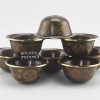 2.75" Set of Eight Tibetan Offering Bowls, Oxidized Copper, Fire Gilded 24k Gold Detailing - Gallery