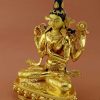 Fully Gold Gilded 14" Tibetan Avalokiteshvara Statue, Fine Hand Carved Details - Left