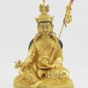 Fully Gold Gilded 9" Tibetan Padmasambhava Statue, Fire Gilded 24K Finish, Lotus Born - Gallery