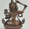 Oxidized Copper 9" Tibetan Jampelyang Statue, Fine Hand Carved Details - Back