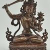 Oxidized Copper 9" Tibetan Jampelyang Statue, Fine Hand Carved Details - Gallery