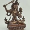 Oxidized Copper 9" Tibetan Jampelyang Statue, Fine Hand Carved Details - Right