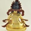 Fully Gold Gilded 9" Yellow Jambhala Statue, Beautiful Hand Carved Details - Back
