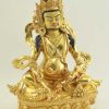 Fully Gold Gilded 9" Yellow Jambhala Statue, Beautiful Hand Carved Details - Right