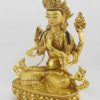 Fully Gold Gilded 13.75" Chenrezig Bodhisattva Statue, Antiquated, Fire Gilded 24k Gold Finish (Custom Order) - Left