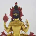 Fully Gold Gilded 13.75" Chenrezig Bodhisattva Statue, Antiquated, Fire Gilded 24k Gold Finish (Custom Order) - Upper Back